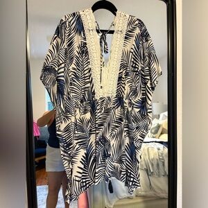 Aakaa Blue and White Lace Kaftan